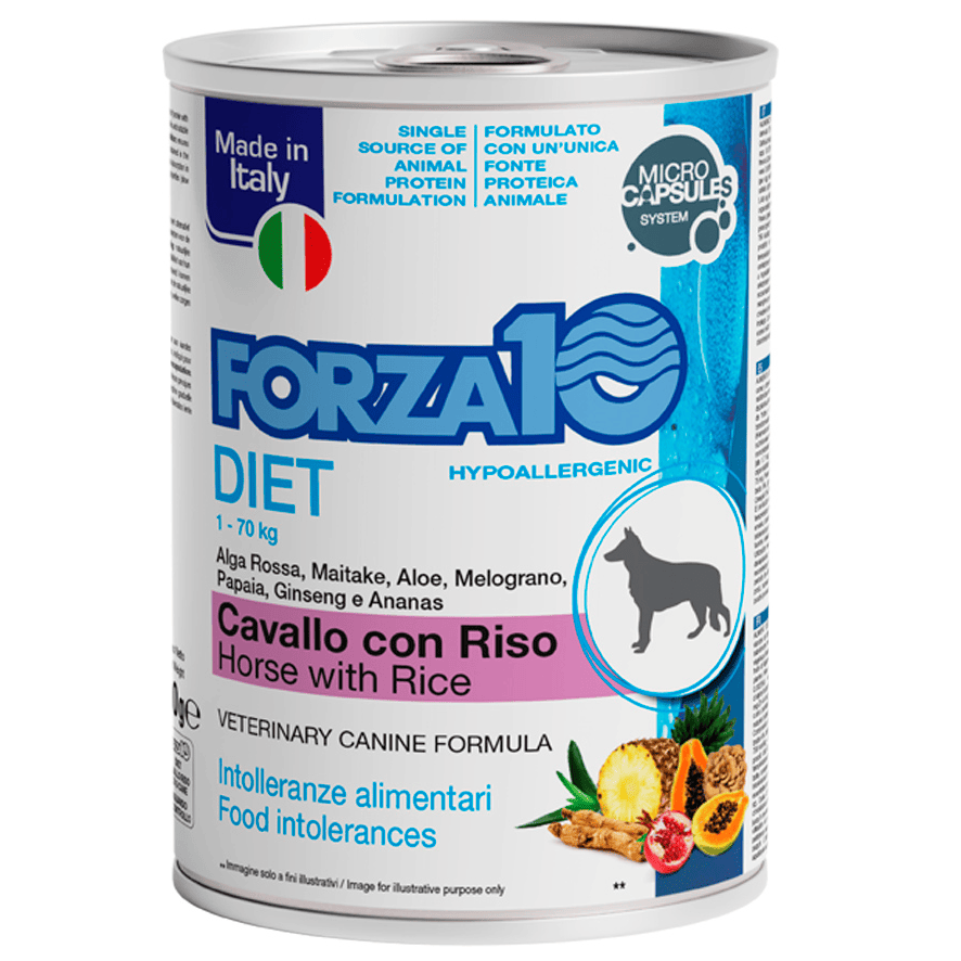 FORZA10 Solo Diet cu Cal si Orez,, 400g - Hrana Umeda Monoproteica pentru Caini cu Alergii si Intolerante | Dieta de Excludere 