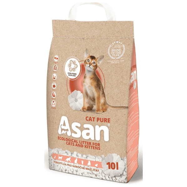 ASAN Cat Pure Asternut Ecologic pentru Litiera Pisicii 10 L | Absorbtie Ridicata si Control Mirosuri | Biodegradabil  si 100% Reciclabil 