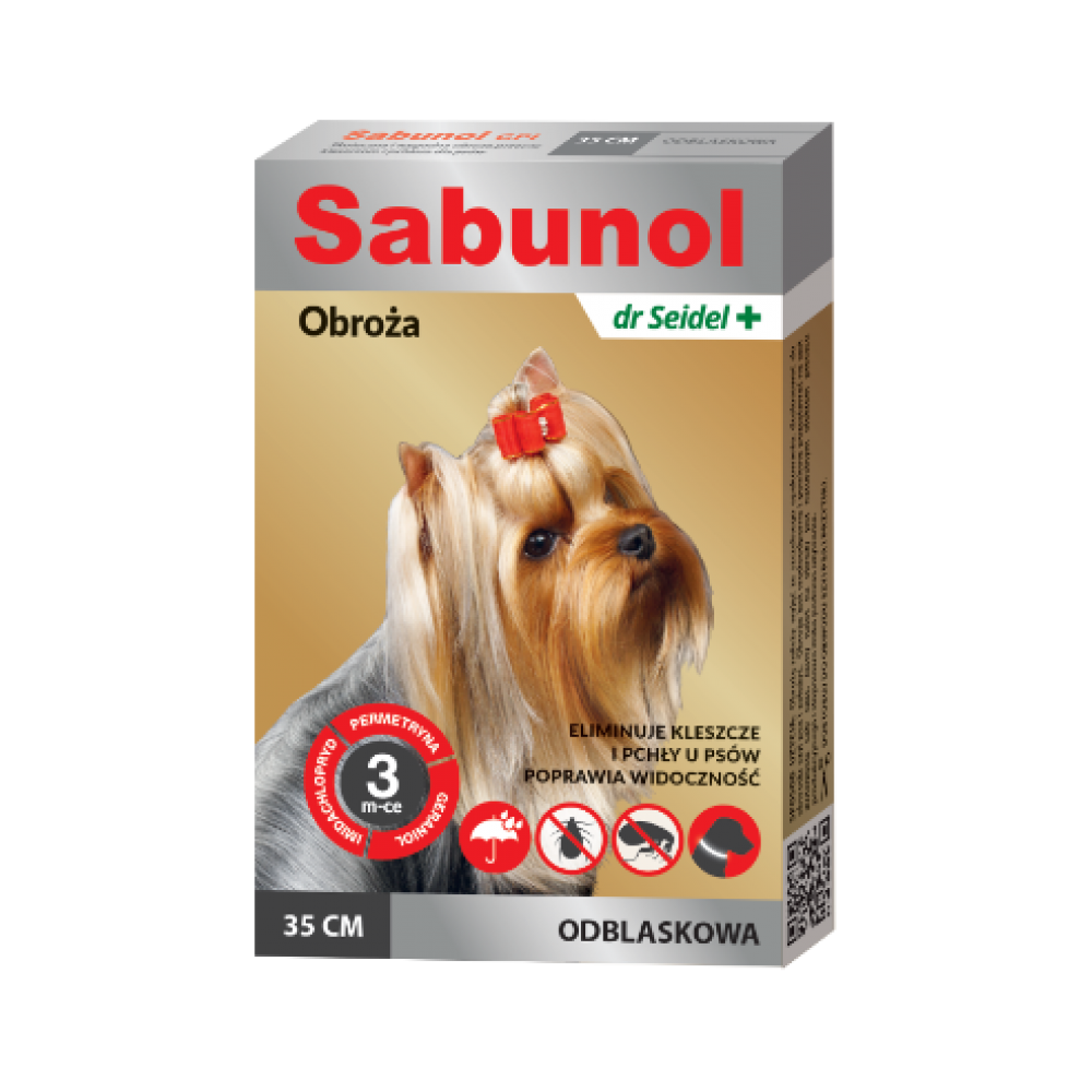 SABUNOL GPI Reflective Zgarda Antiparazitara Reflectorizanta, Protectie 3 Luni, Pentru Caini Talie Mica 2-10kg | 35cm