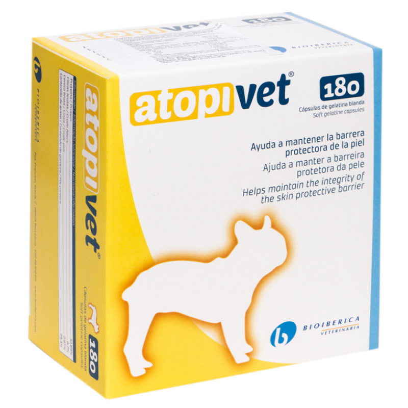 ATOPIVET 180 Capsule – Supliment Dermatologic pentru Câini, Restabilirea și Menținerea Integritatii Barierei Cutanate