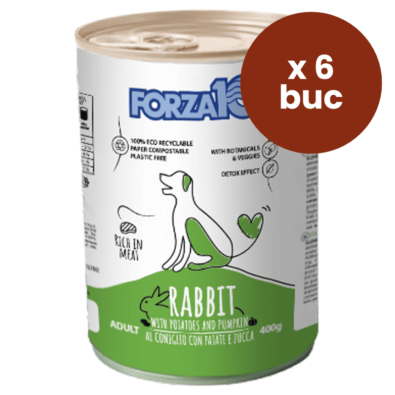 FORZA 10 Maintenance cu Iepure si Dovleac 6x400 g – Multipack Hrana Umeda Completa pentru Caini Adulti