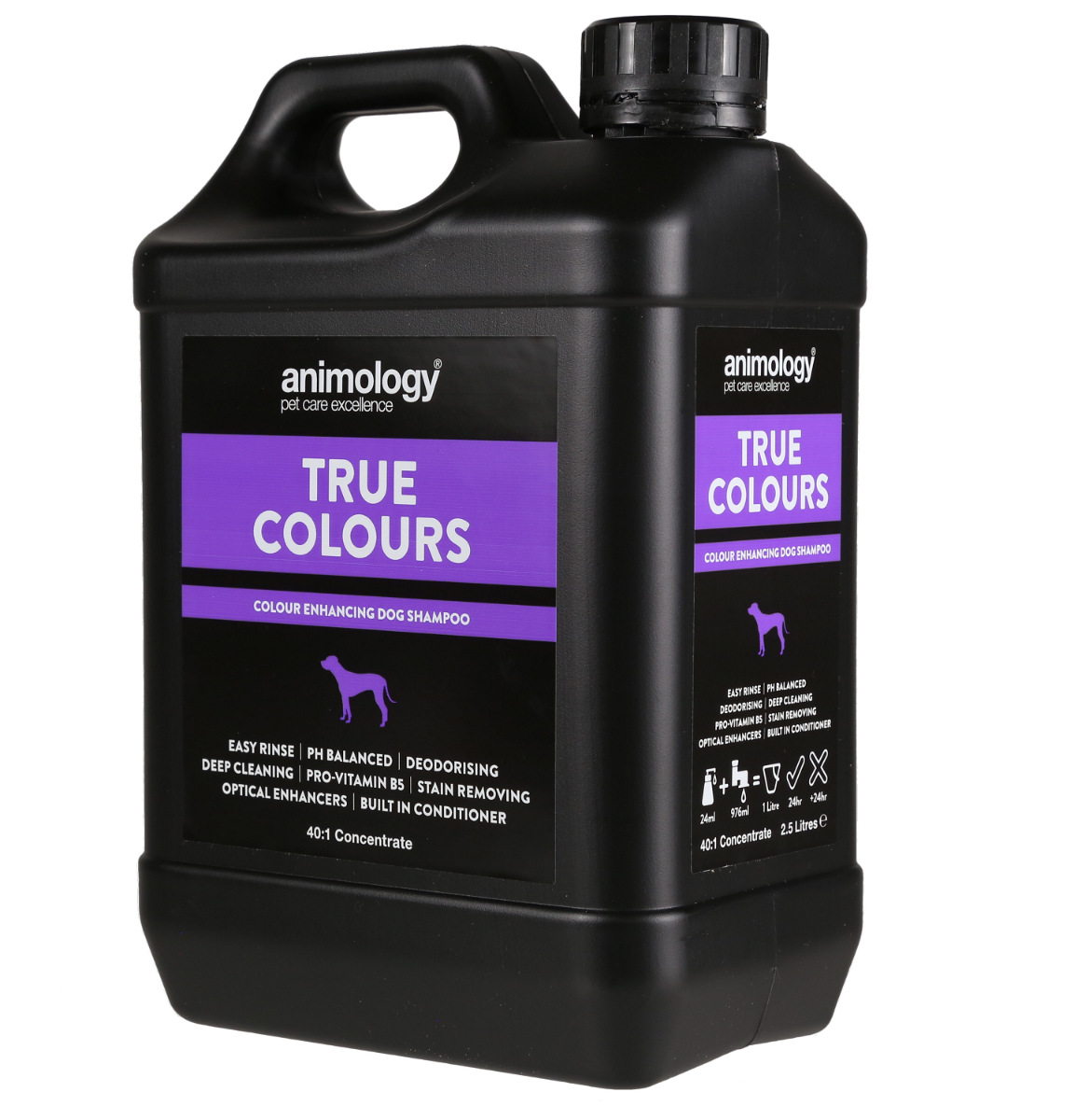 ANIMOLOGY True Colours Sampon Vegan Pentru Caini, Concentrat 1:40, Intensificator de Culoare Orice Tip de Blana 2.5L