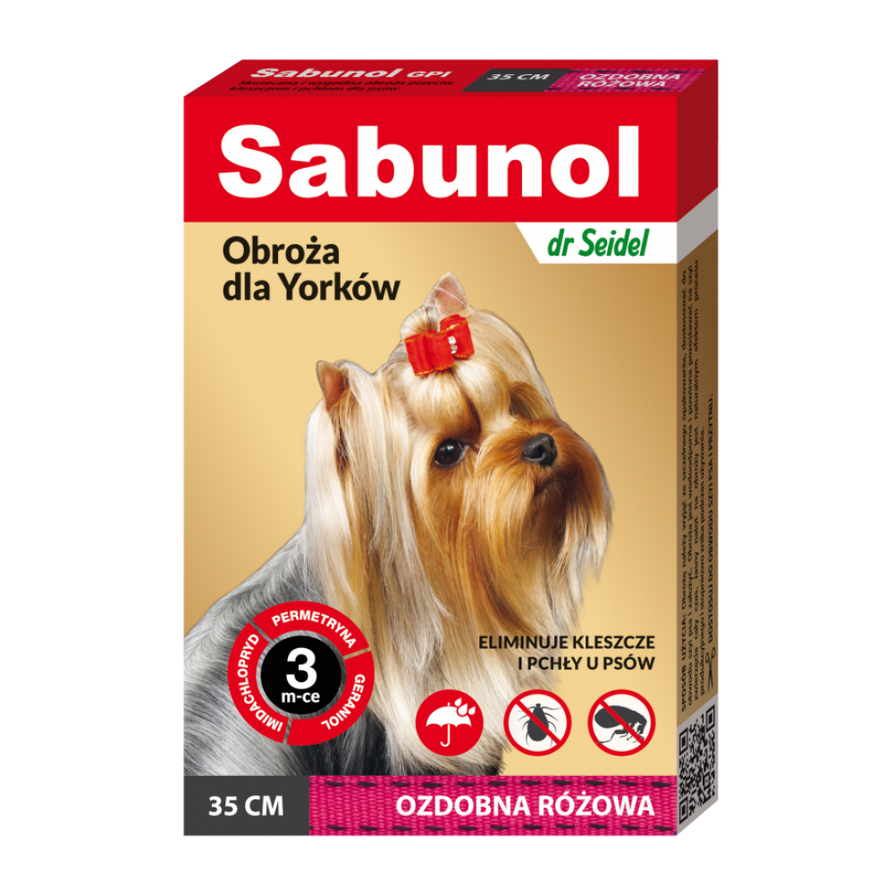 SABUNOL GPI Pink Zgarda Antiparazitara, Protectie 3 Luni, Pentru Caini Talie Mica 2-10kg | 35cm