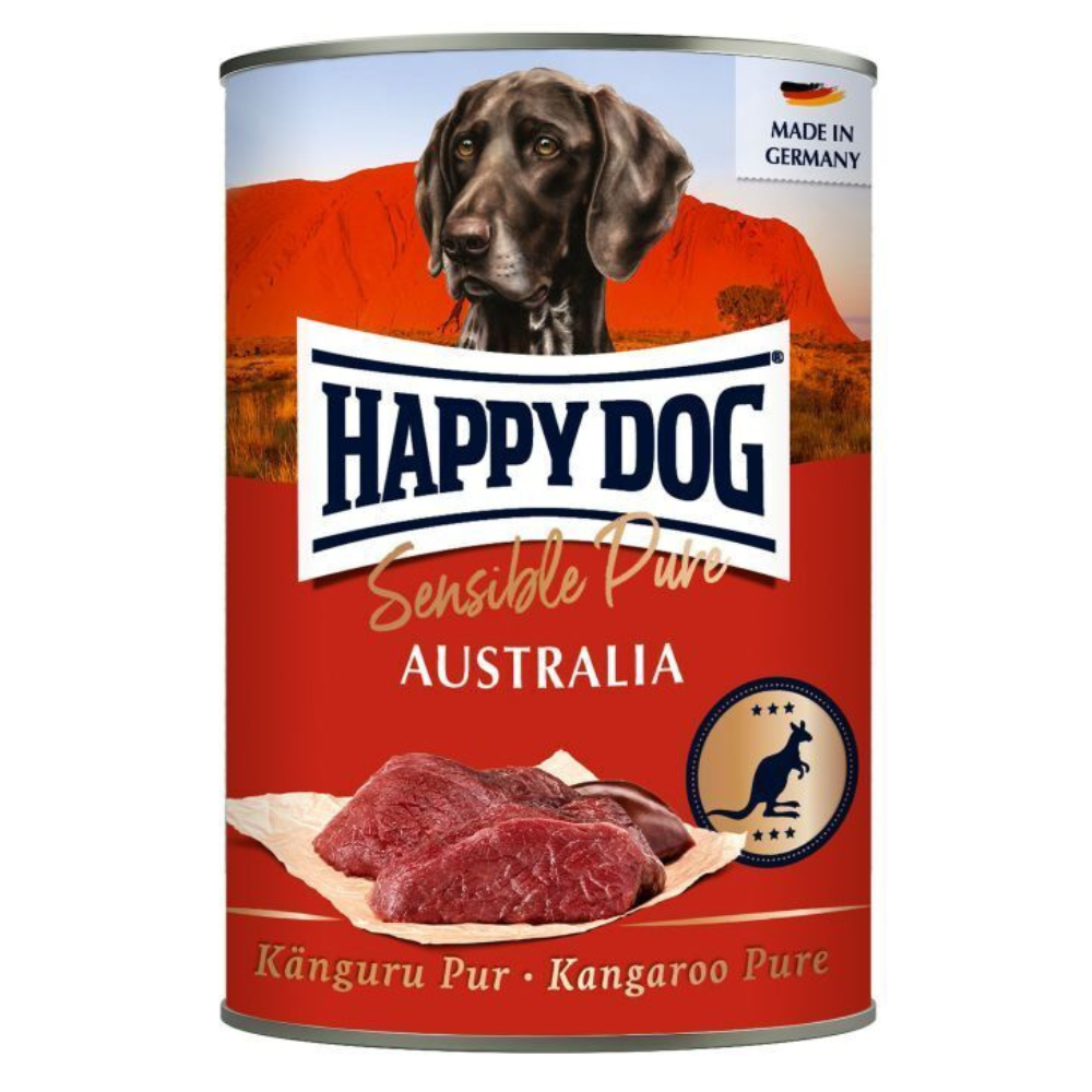 HAPPY DOG Sensible Pure Australia – Conserva Hrană Umedă Monoproteică fără Cereale pentru Câini Adulți, cu 100% Cangur, 400 g