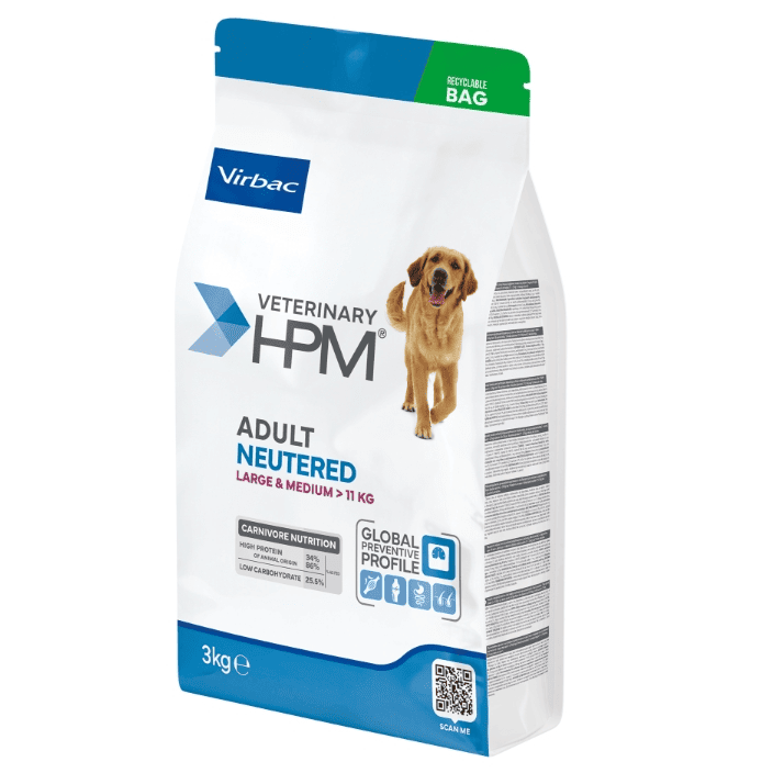 VIRBAC Veterinary HPM Adult Neutered Dog Large & Medium 3 kg | Hrana Uscata pentru Caini Adulti Sterilizati de Talie Medie si Mare