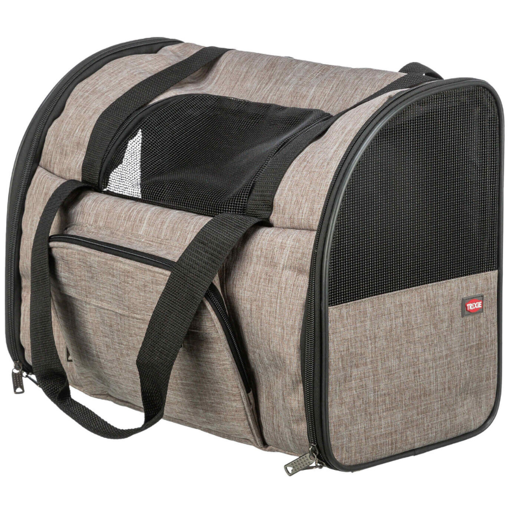 Trixie SHIVA – Geanta de Transport Tip Rucsac pentru Caini si Pisici, 41x30x21 cm, max. 8 kg, Maro/Bej – Confortabila si Practica