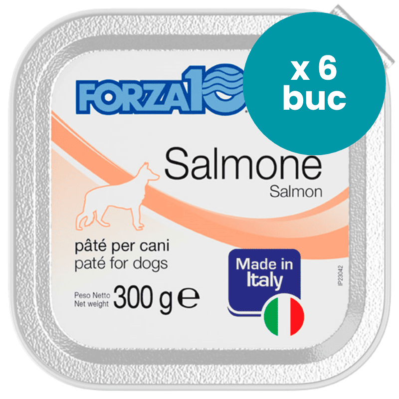 FORZA10 Solo Diet Somon Multipack 6x300g - Hrana Umeda Monoproteica pentru Caini Alergici sau cu Piele Sensibila | Bogata in Omega-3