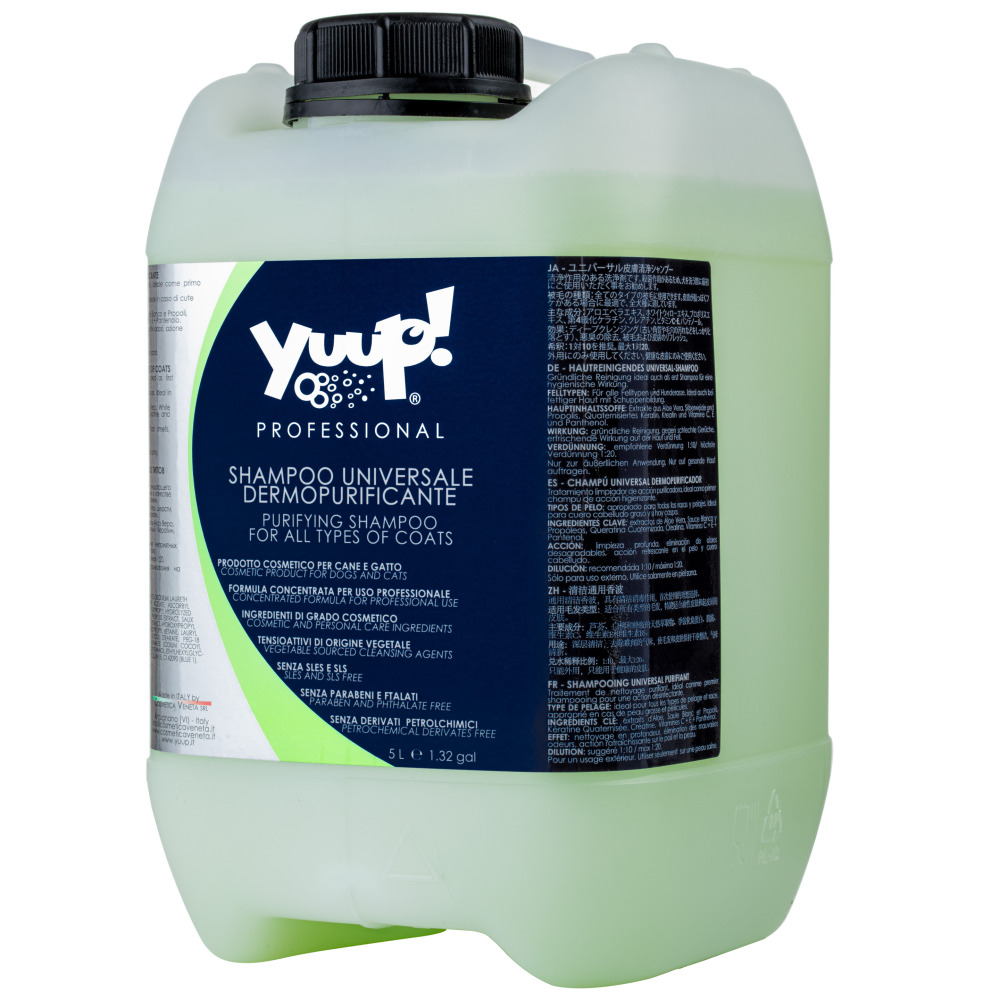 YUUP! Professional Purifying, Sampon Profesional, Concentrat 1:20, Pentru Caini si Pisici, Curatare Profunda Orice Tip de Blana, 5L