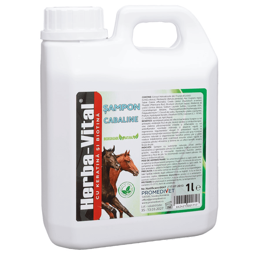 PROMEDIVET Herba Vital Sampon pentru CaI, 1 L -  Curatare Naturala cu Extracte din Plante Medicinale
