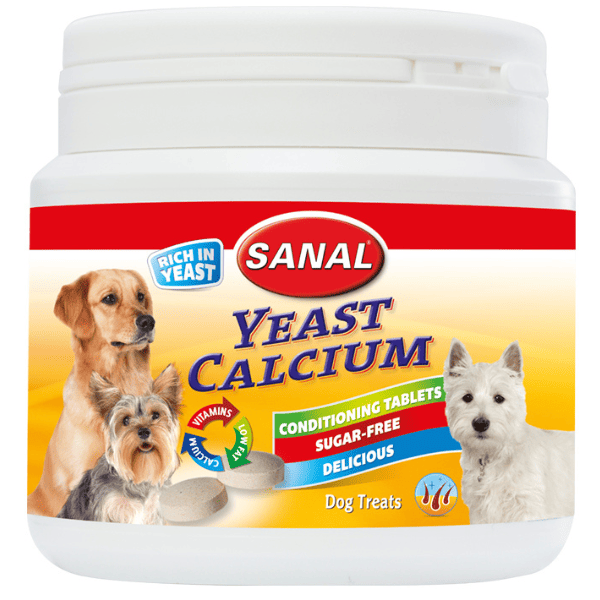SANAL Dog Yeast Calcium 350 g | Supliment cu Drojdie, Calciu si Complex de Vitamine B pentru Blana Lucioasa, Oase si Dinti Puternici