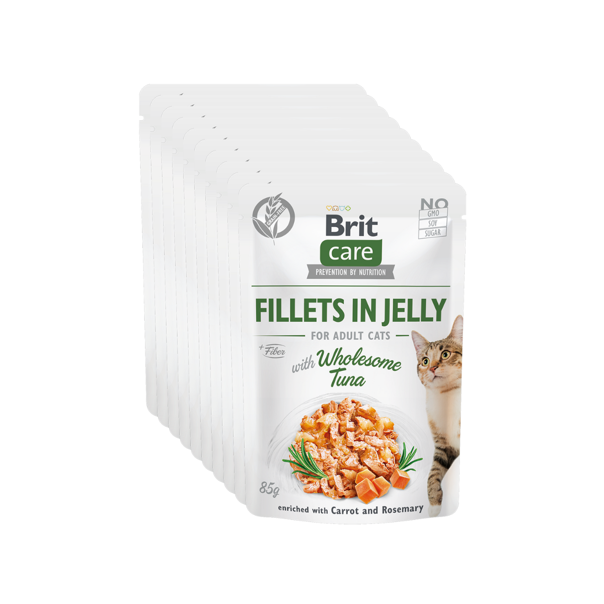 BRIT CARE Fillets in Jelly, cu Ton, Set Plicuri Hrana Umeda, Fara Cereale,  Pisici (file in aspic) 12x85g