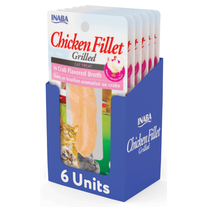 INABA Ciao Grilled Chicken Fillet in Crab Broth Multipack 6x25 g | Hrana Complementara Premium pentru Pisici | File de Pui la Gratar in Supa de Crab