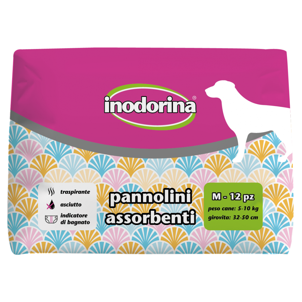INODORINA Scutece Absorbante Pentru Caini, Femele, Marime M 5-10kg, 12buc