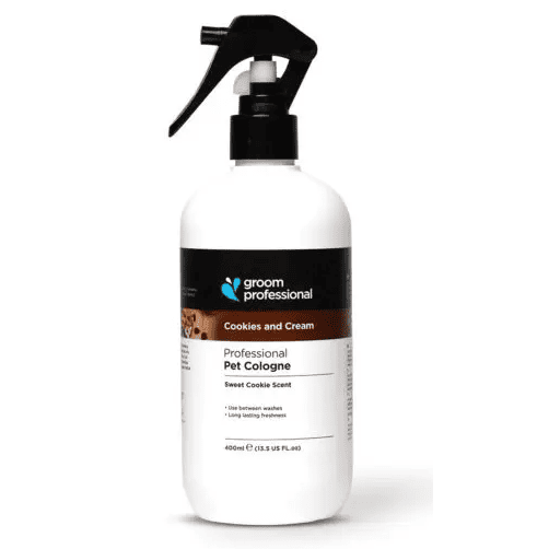 GROOM PROFESSIONAL Cookies & Cream Cologne 400 ml | Parfum Profesional pentru Caini, cu Aroma de Cookies si Vanilie | Finish de Salon si Improspatare Intre Bai