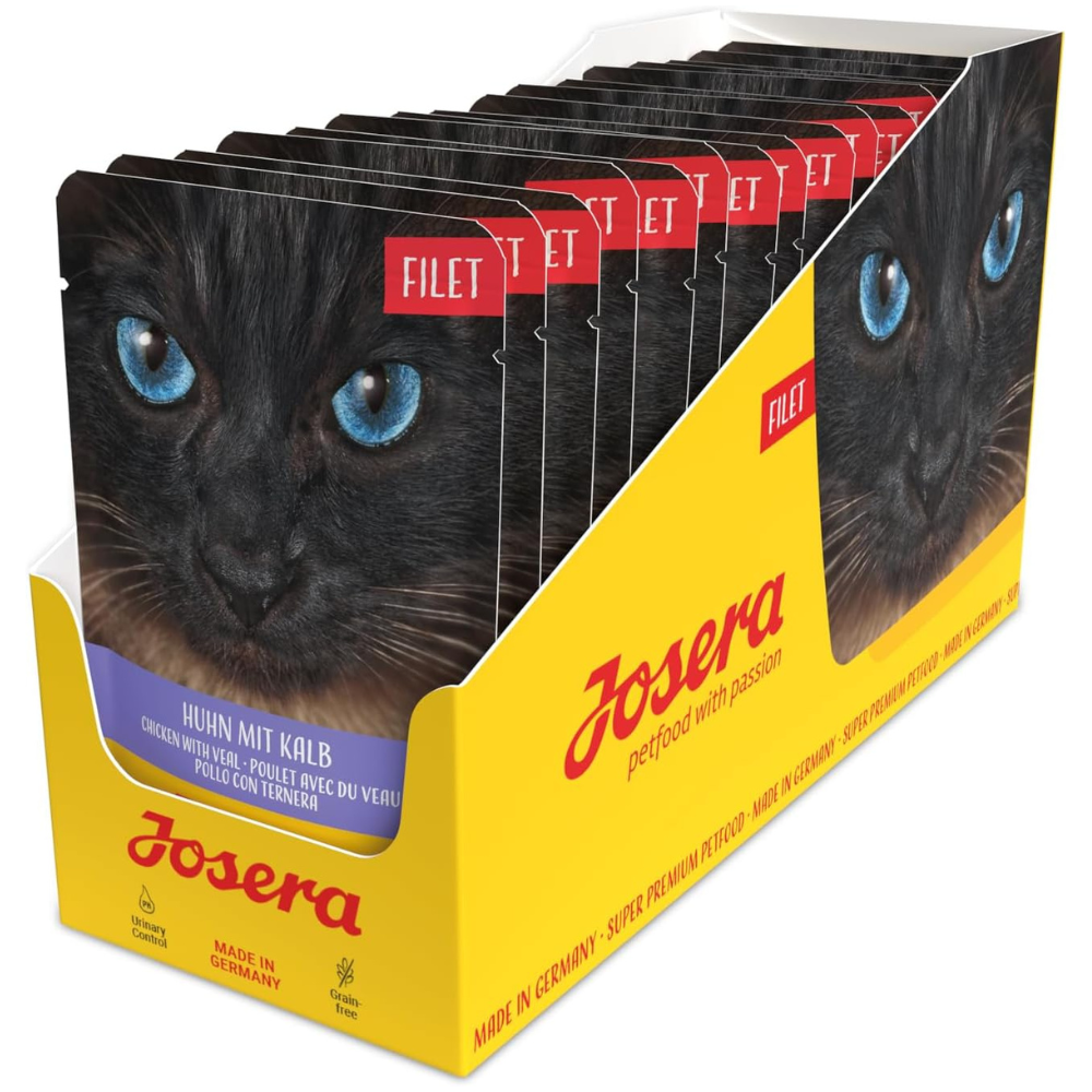 JOSERA Filet Chicken with Veal Set 16x70 g – Hrană Umedă Completă pentru Pisici Adulte, File de Pui cu Vițel
