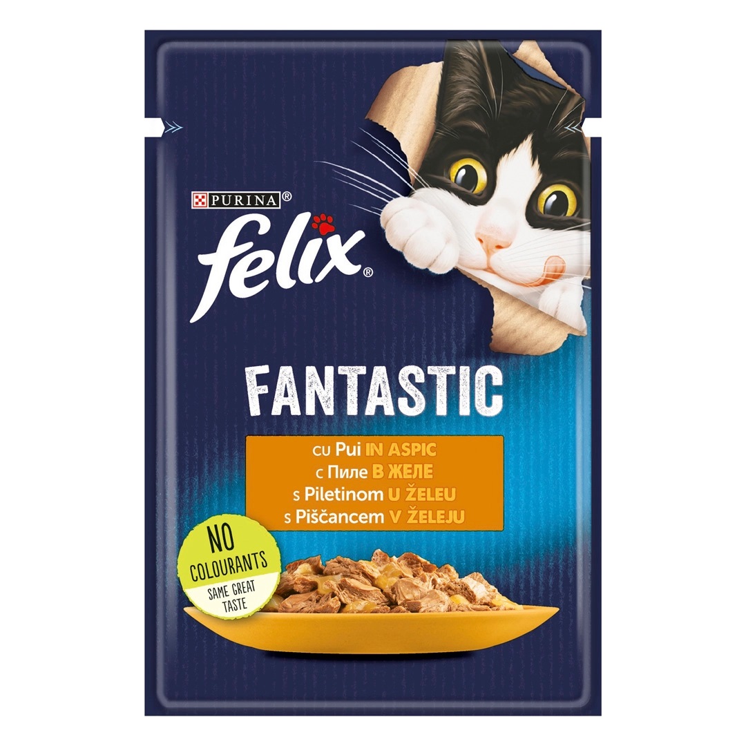 FELIX Fantastic, cu Pui in Aspic, Plic Hrana Umeda Pentru Pisici Adulte, 85g