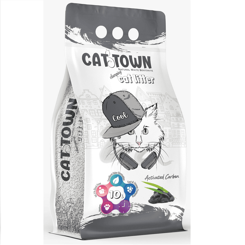 Cat Town Carbon Activ 10 L | Asternut Igienic Ultraaglomerant cu Carbon Activ pentru Pisici