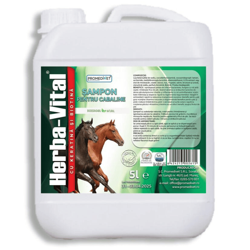 PROMEDIVET Herba Vital Sampon pentru CaI, 5 L -  Curatare Naturala cu Extracte din Plante Medicinale
