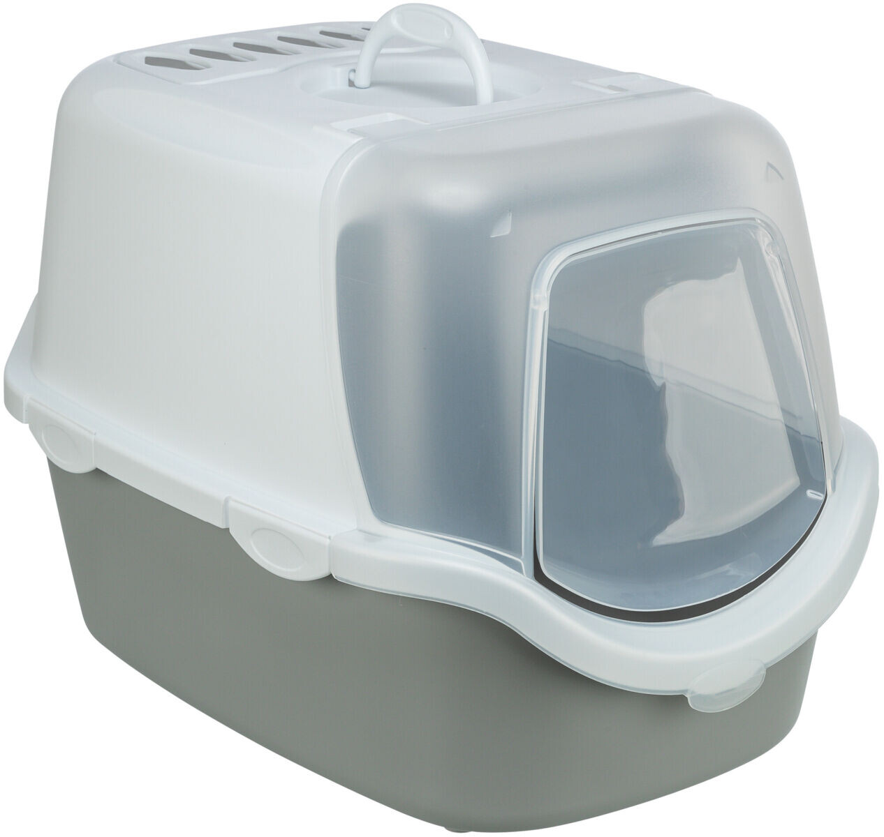 VICO Litiera Acoperita Pentru Pisici, cu Filtru din Carbune, Gri cu Alb, 40x40x56cm