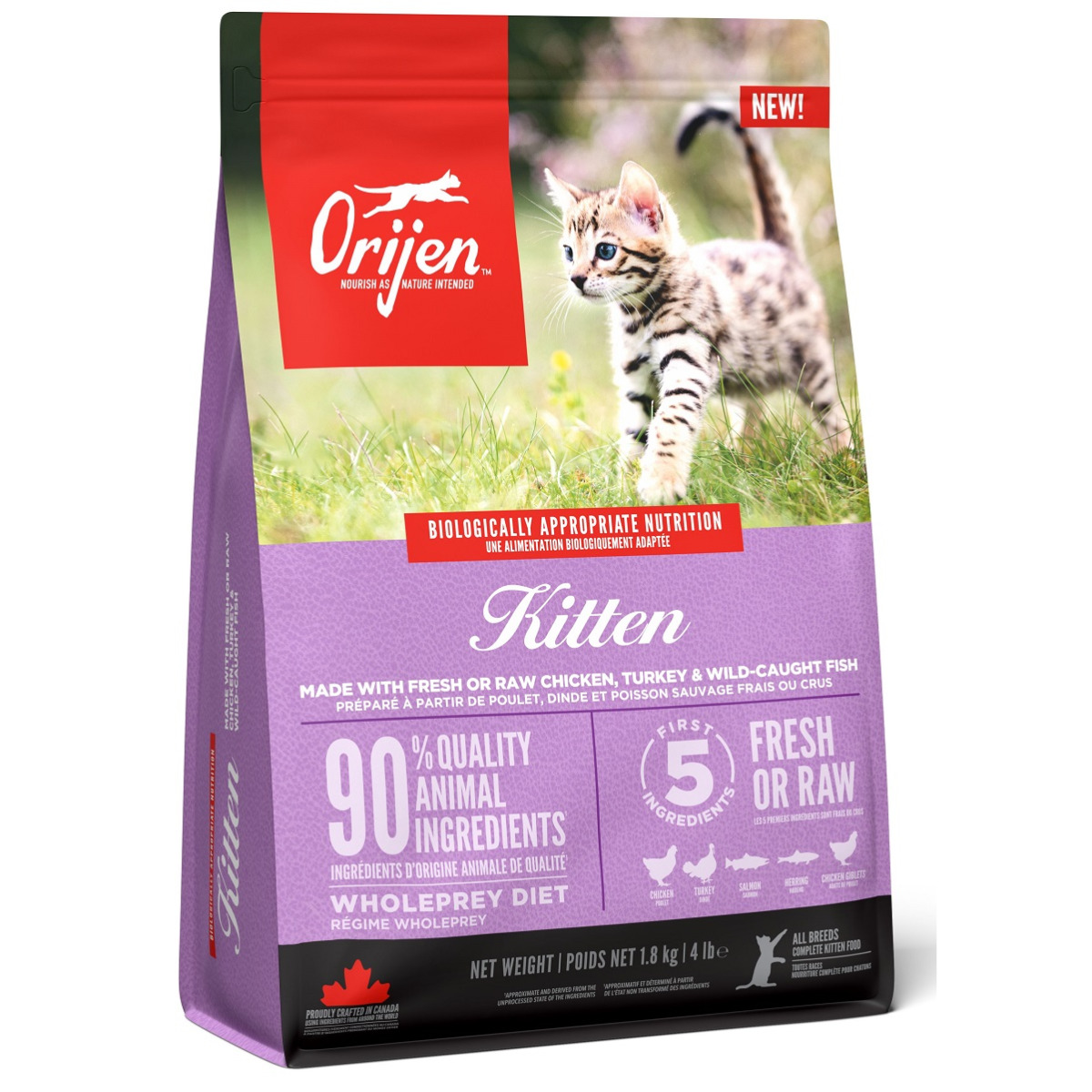 ORIJEN Kitten, Hrana Uscata Fara Cereale Pentru Pui de Pisica, 1.8kg