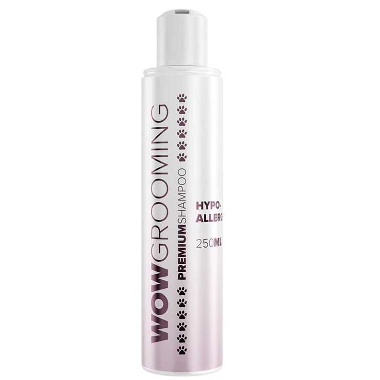 WOW GROOMING Premium Hypoallergenic, Sampon Profesional Concentrat 1:20, Fara Parfum, Pentru Caini cu Piele Sensibila sau Predispusi la Alergii, 250ml