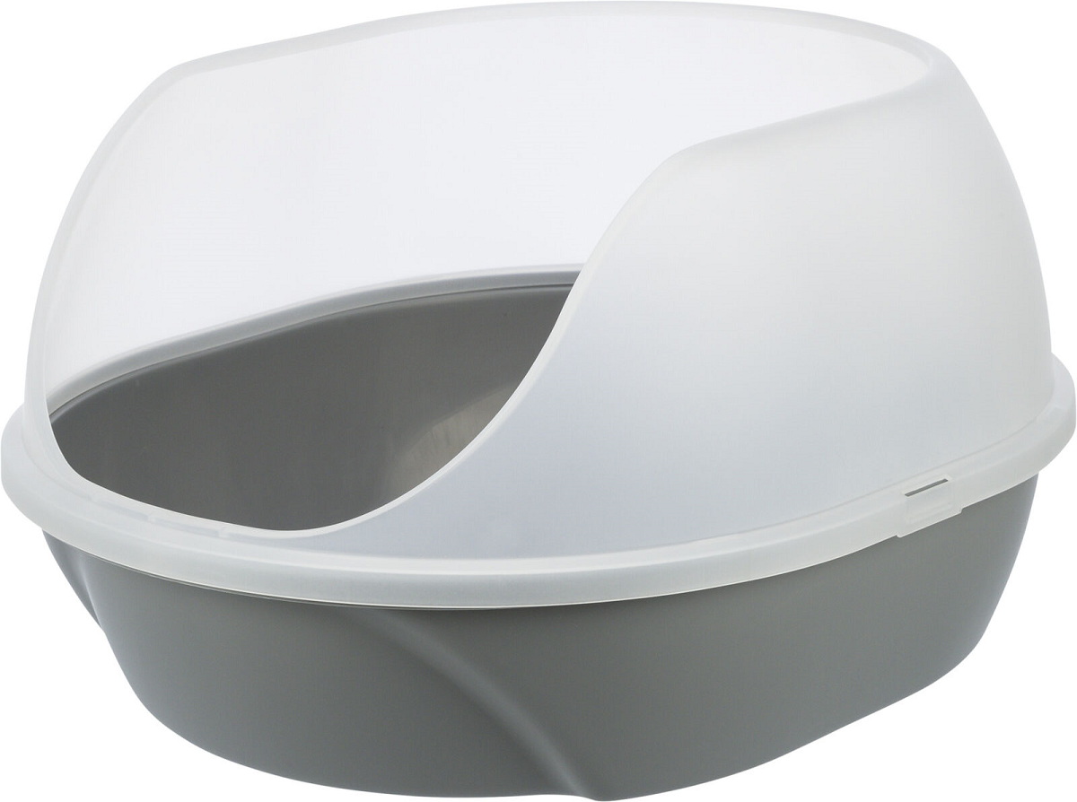 SIMAO Litiera Pentru Pisici, Gri, cu Margini Inalte, 58x48x30cm (inaltime maxima)