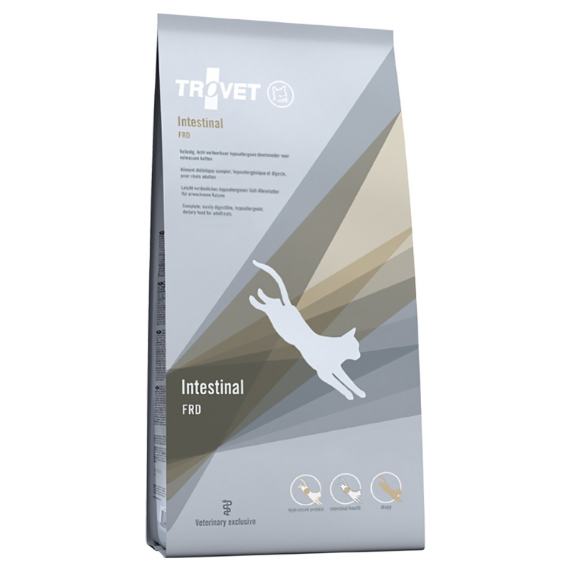 TROVET Cat Intestinal FRD - Dieta Veterinara Uscata pentru Pisici cu Afectiuni Gastrointestinale, cu Proteina Hidrolizata de Peste, 3 kg