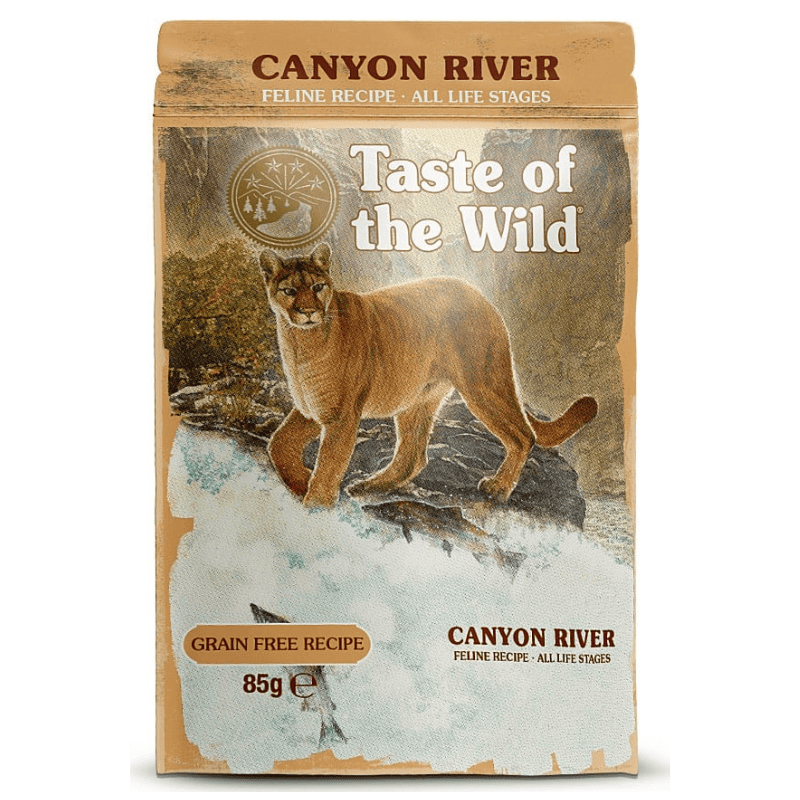 TASTE of the WILD Cat Pouch All Life Stages Canyon River 85 g | Hrana Umeda Fara Cereale pentru Pisici de Toate Varstele | Bucati cu Pastrav, Pui si Curcan in Sos