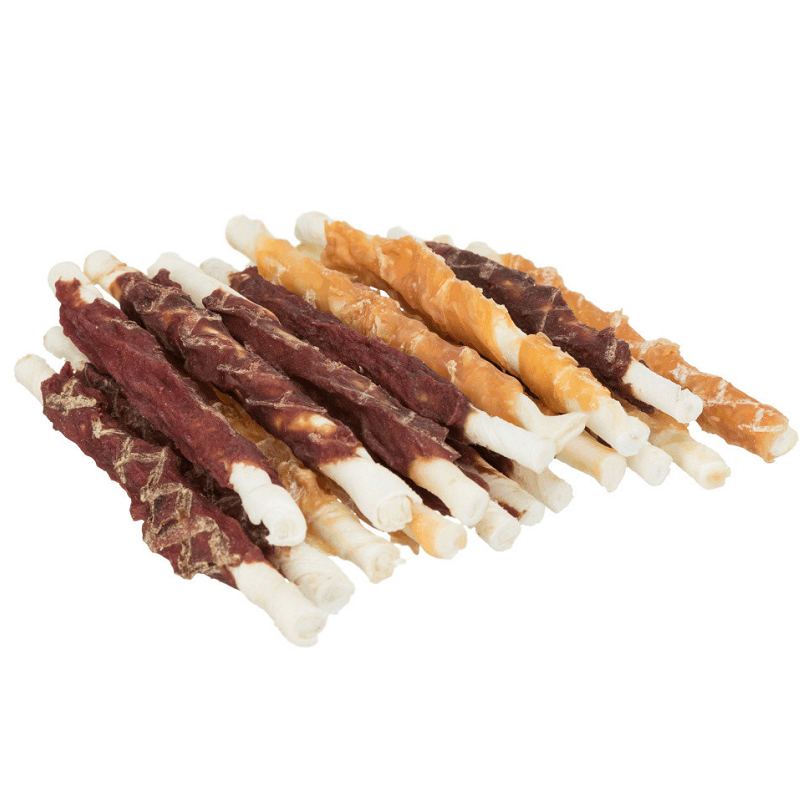 Recompensa Caini DENTAFUN MIX Stick Rasucit cu Carne de Pui, Miel si Vita, 250g