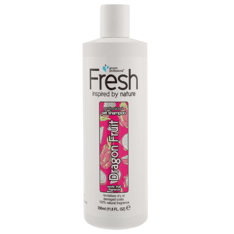GROOM PROFESSIONAL Fresh Dragon Fruit Shampoo 350 ml | Sampon Profesional Concentrat (dilutie 25:1) cu Extract de Fructul Dragonului pentru Caini | Revitalizare, Reparare si Stralucire Naturala a Blanii