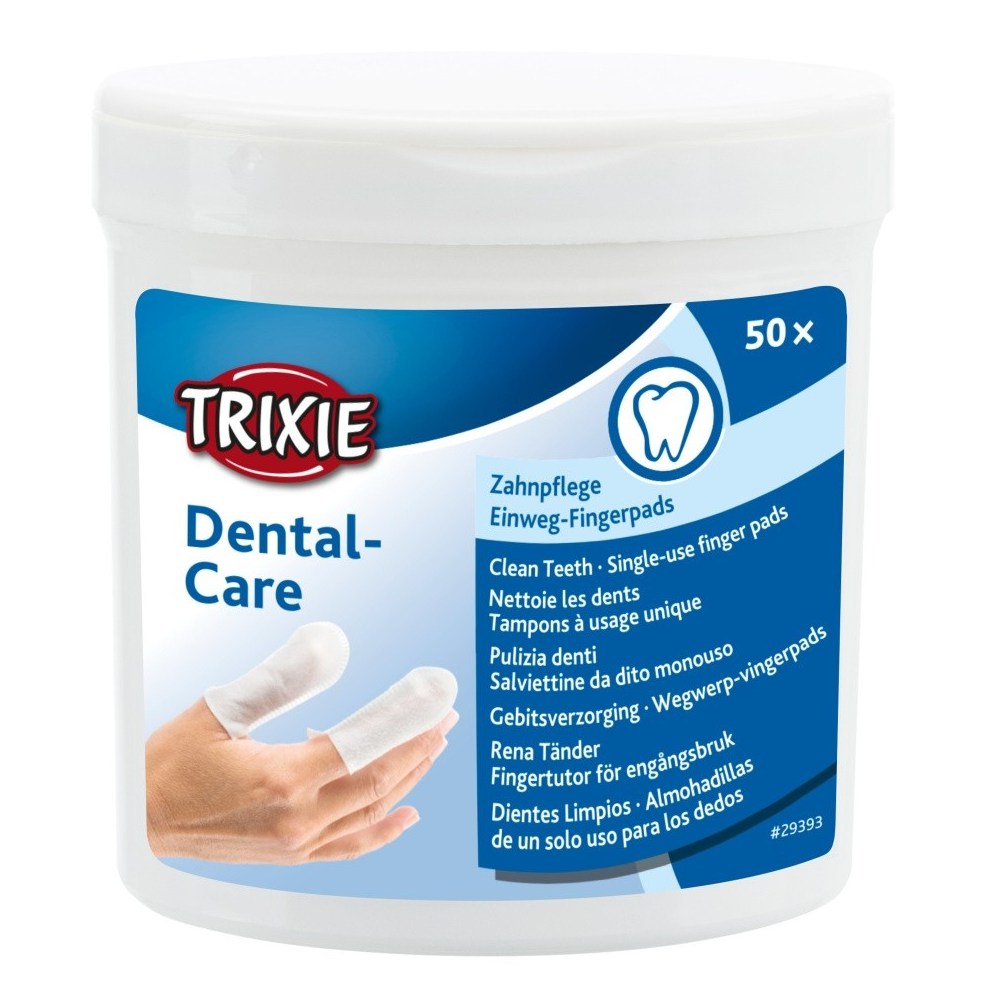 TRIXIE Dental Care, Degetare Umede Antiseptice Pentru Curatarea Dintilor la Caini si Pisici, 50buc