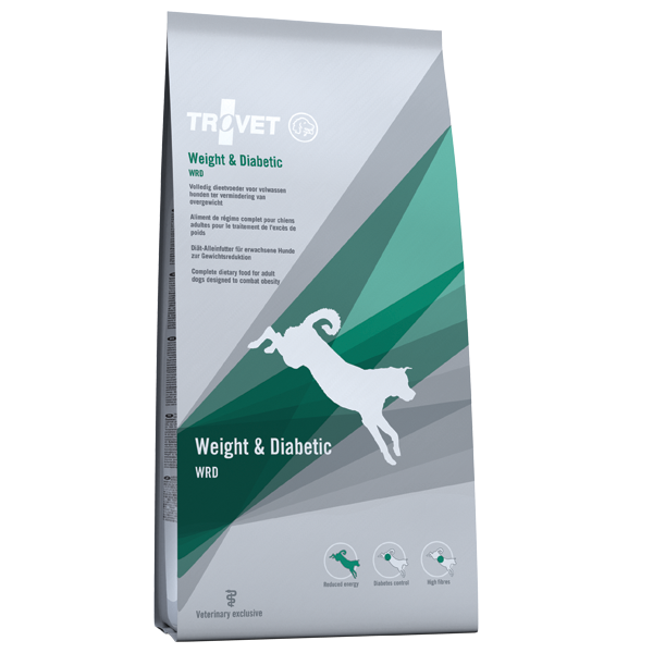 TROVET Dog Weight & Diabetic WRD - Dieta Veterinara Uscata pentru Caini Obezi, Supraponderali sau cu Diabet, 12.5 kg