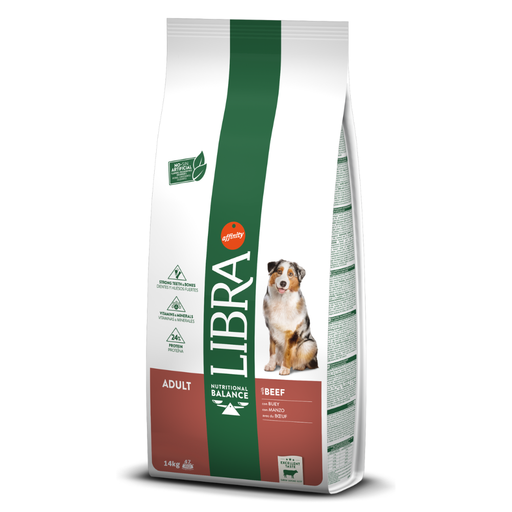 LIBRA Dog Adult cu Vita, Hrană Uscată Premium pentru Câini Adulți de Talie Medie sau Mare, 14kg