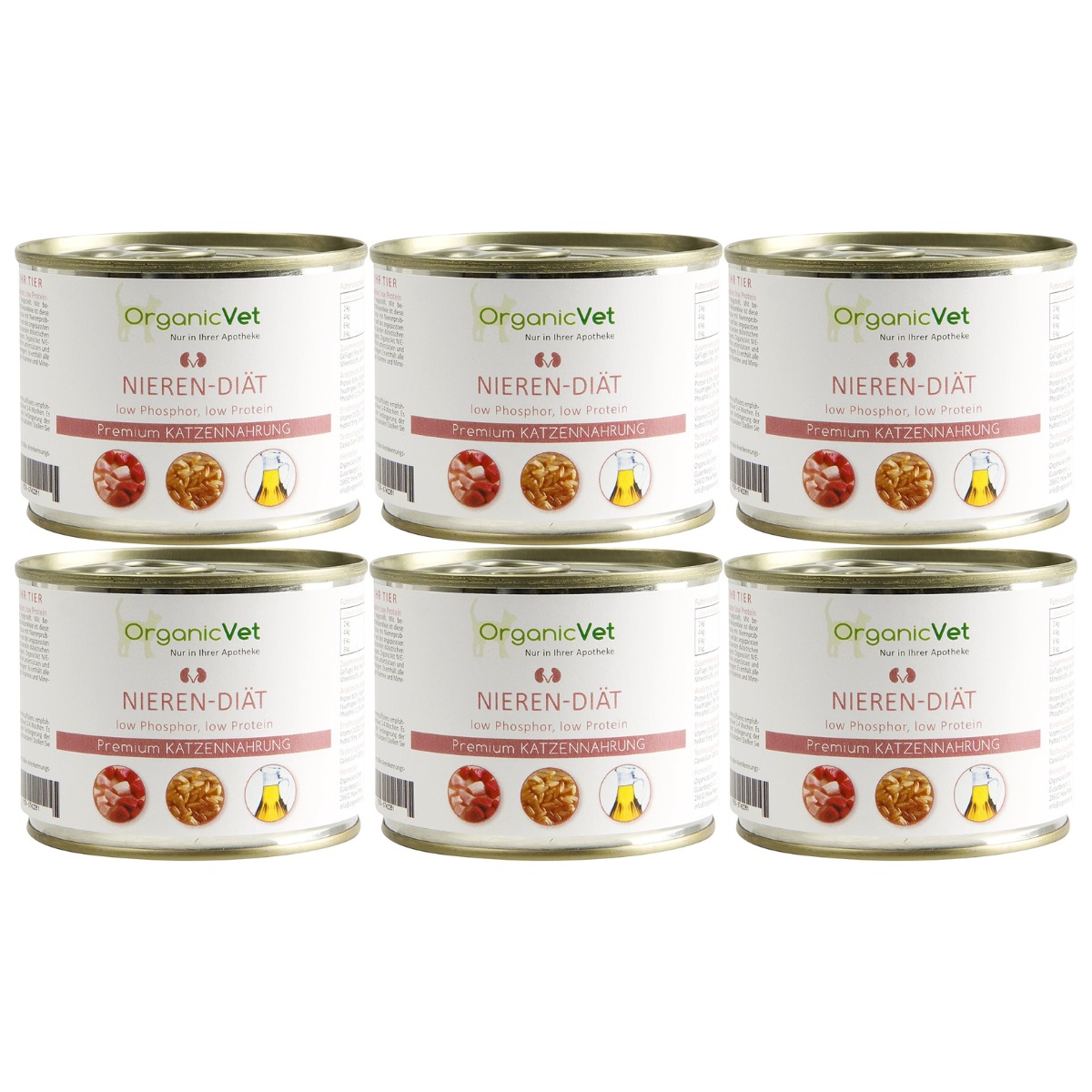 OrganicVet Veterinary Feline Renal, Set Diete Umede Pentru Pisici cu Insuficienta Renala, 6x200g