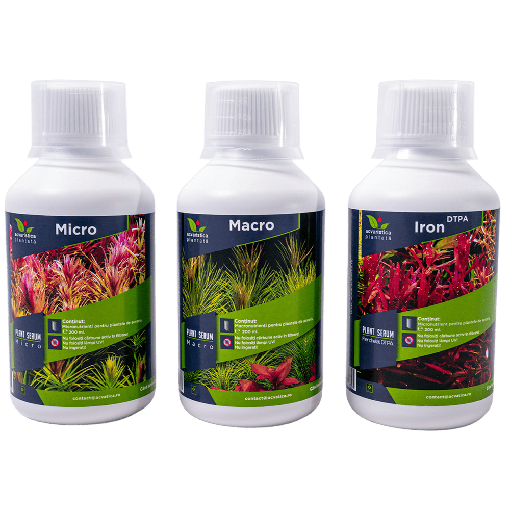 Micro-Macro-Fier PLANT SERUM, Pachet Fertilizanti Pentru Plante de Acvariu, 3x200ml