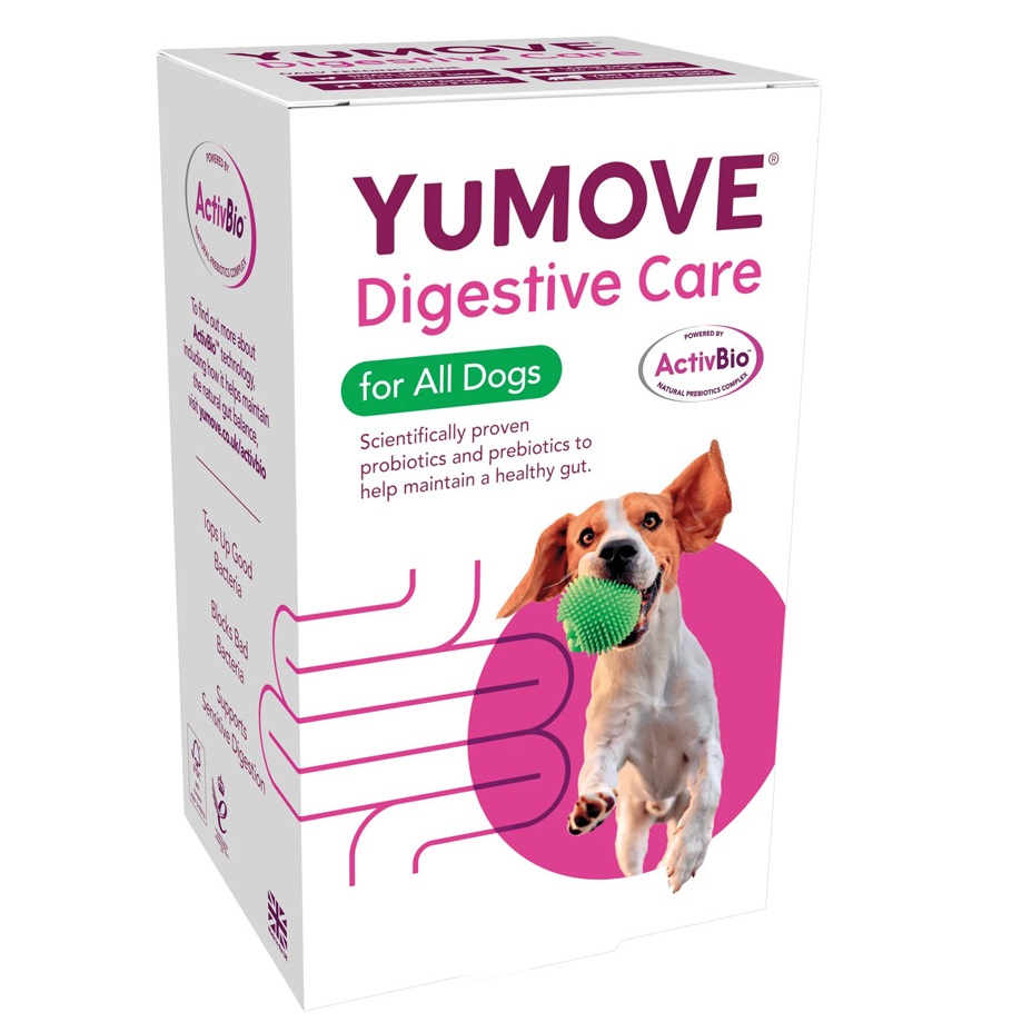 YuMOVE Digestive Care for All Dogs, 120 tb – Supliment cu Pre & Probiotice pentru Câini, Digestie Echilibrată și Scaune Normale