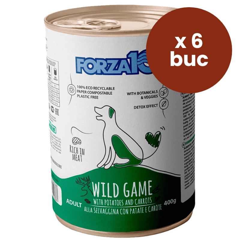 FORZA 10 Maintenance cu Vanat si Morcov, 6x400 g – Multipack Hrana Umeda Completa pentru Caini Adulti