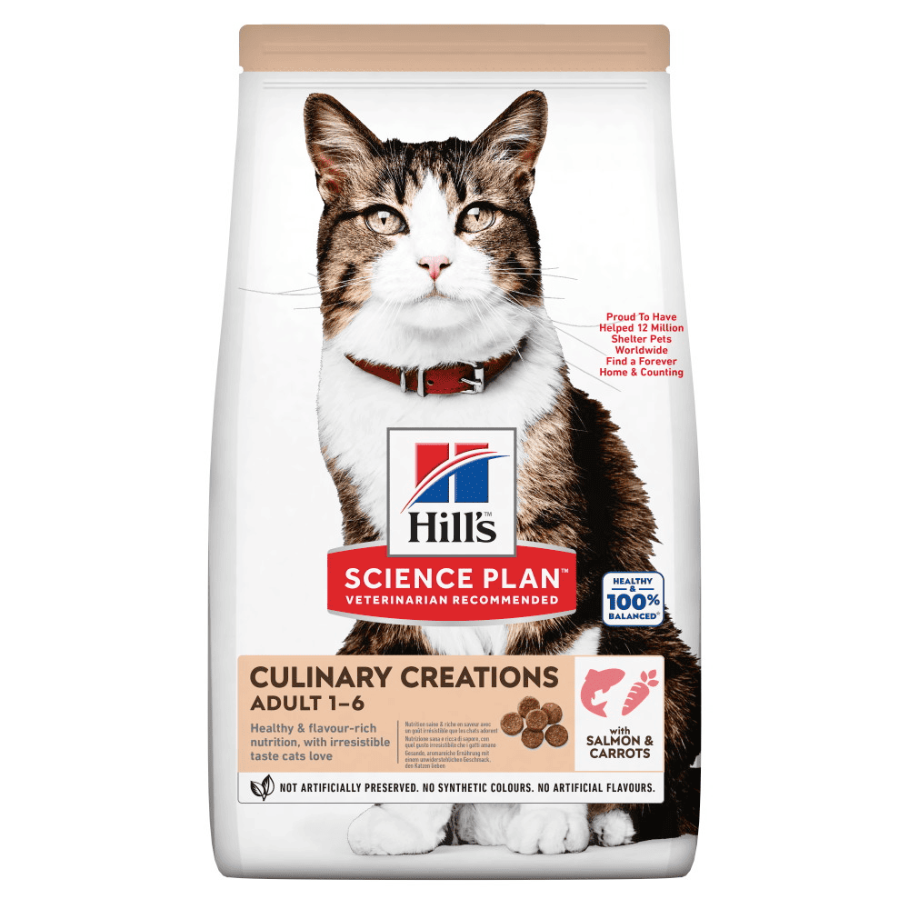 HILL'S Science Plan Culinary Creations cu Somon si Morcovi, 1.5 kg – Hrana Uscata pentru Pisici Adulte, Suport Nutritional pentru Sanatatea Rinichilor si a Inimii