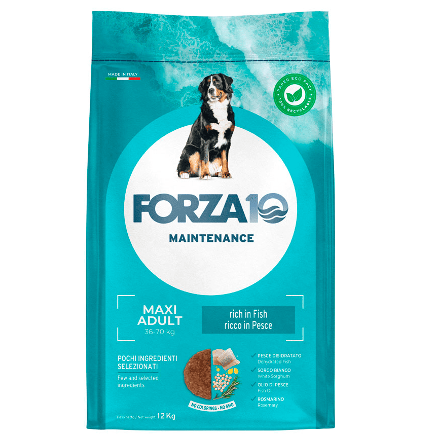 FORZA10 Maintenance Maxi Adult cu Peste, Hrană Uscată Completă pentru Câini Adulti de Talie Mare, 12 kg