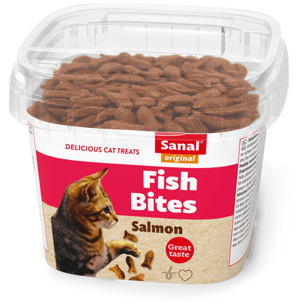 SANAL Cat Fish Bites 75 g | Recompense Crocante cu Somon si Omega-3 pentru Pisici | Suport Inima si Vase de Sange