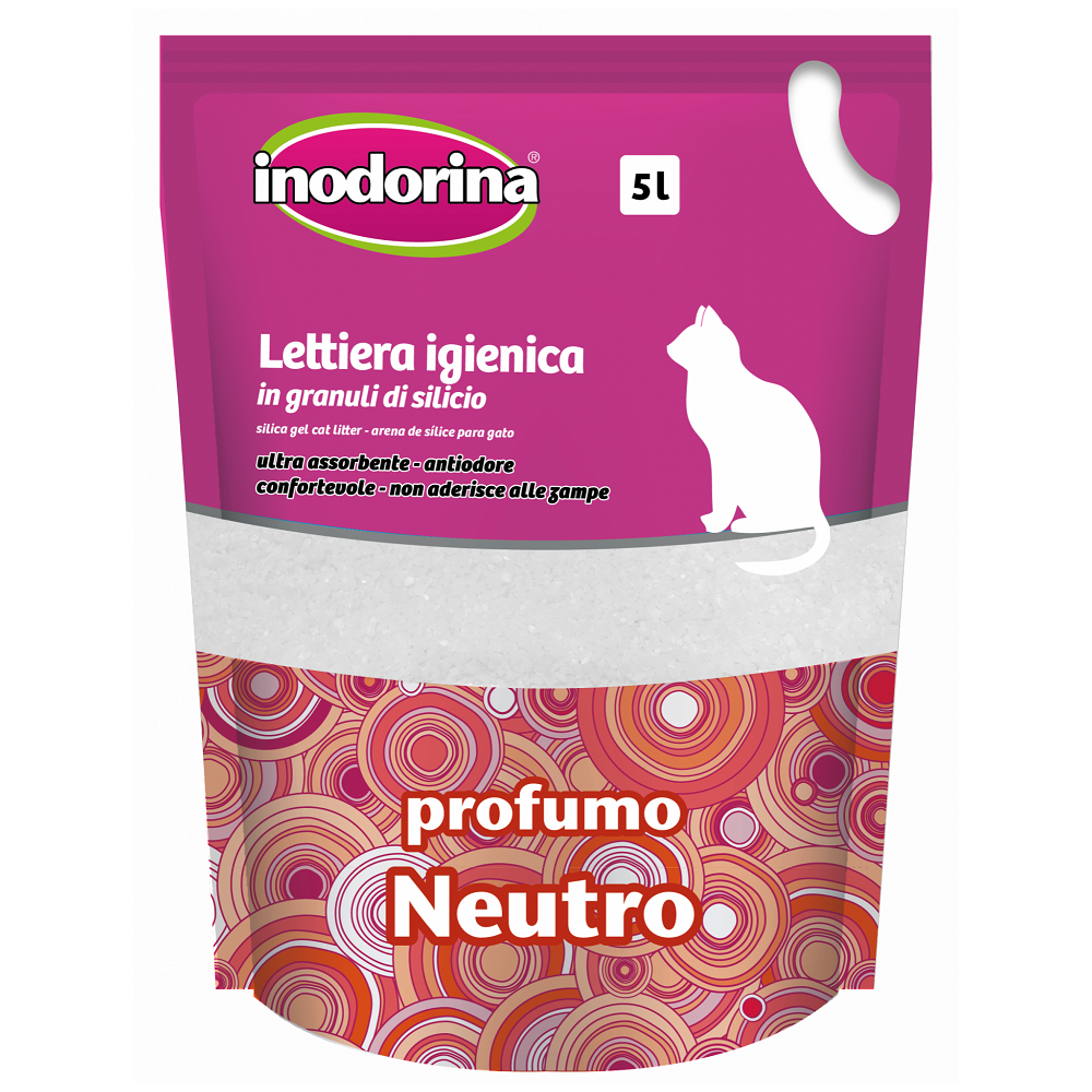 INODORINA Nisip Silicat Antibacterian Pentru Litiera Pisicilor 5L | 2.15kg