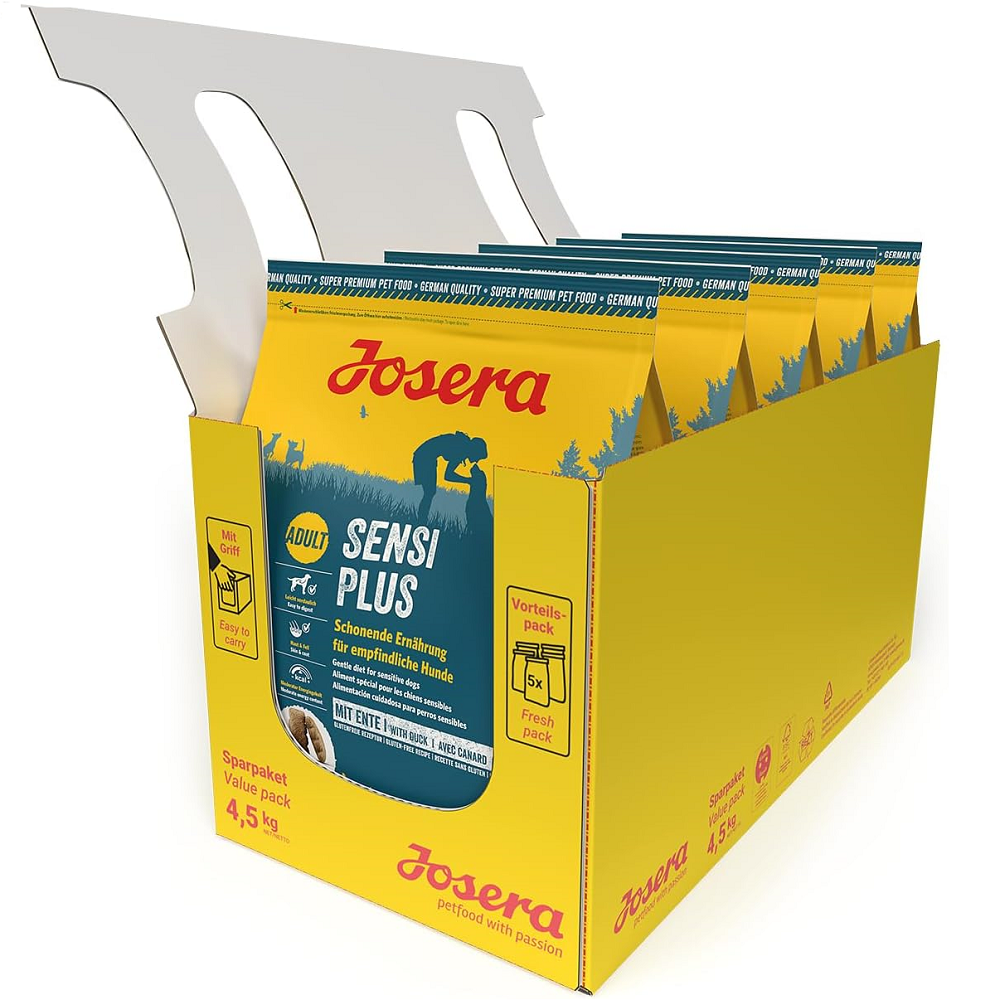 JOSERA SensiPlus 5x900 g | Hrană Uscată pentru Câini Adulți Sensibili | Cu Rață și Orez | Digestie Ușoară, Blană Sănătoasă și Toleranță Excelentă