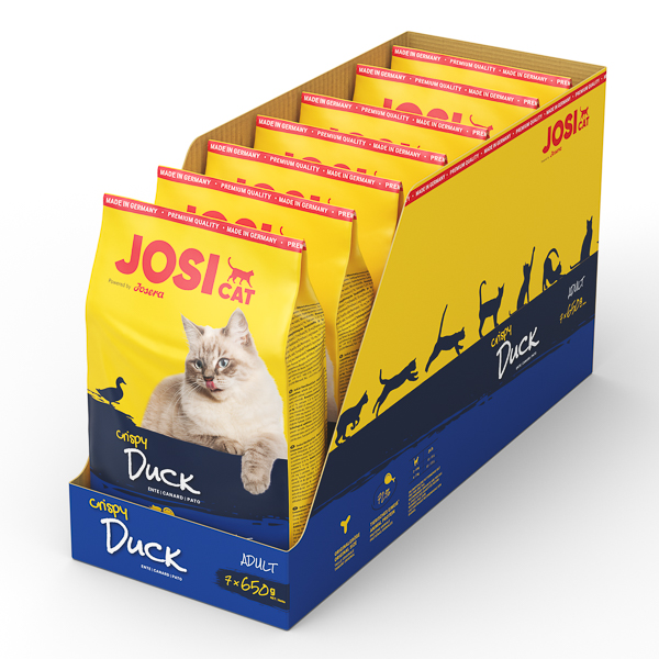 JOSICAT Crispy Duck, cu Rata, Set 7x650 g – Hrană Uscată Completă pentru Pisici Adulte, Digestibilitate Ridicată și Aromă Irezistibilă