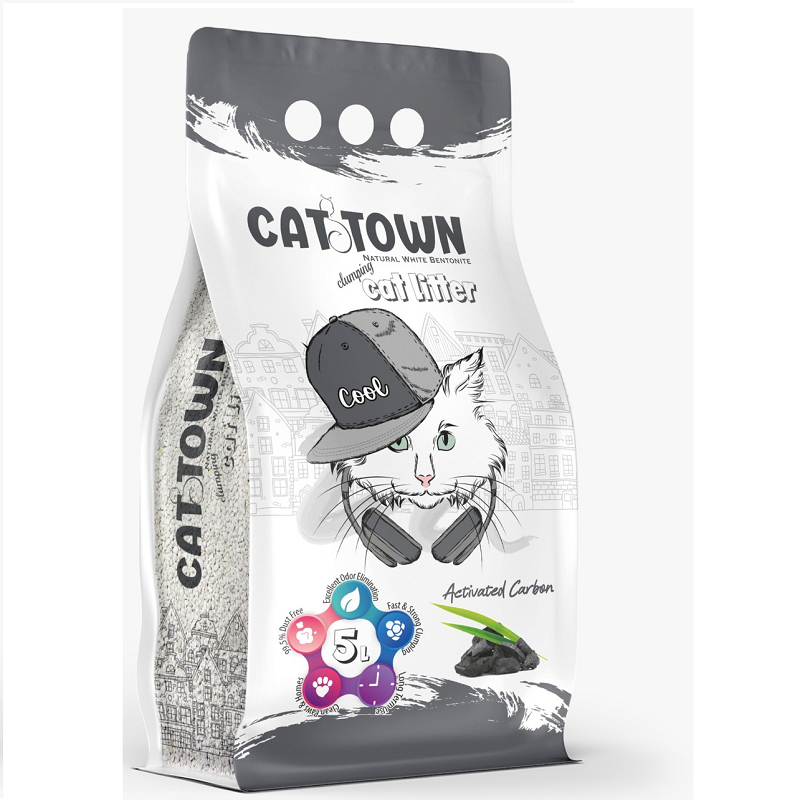 Cat Town Carbon Activ 5 L | Asternut Igienic Ultraaglomerant cu Carbon Activ pentru Pisici