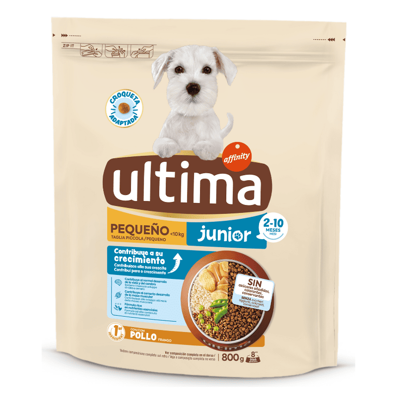 ULTIMA Dog Mini Junior Pui 800 g – Hrană Uscată pentru Câini de Talie Mică | Suport pentru Creştere Sănătoasă şi Vitalitate