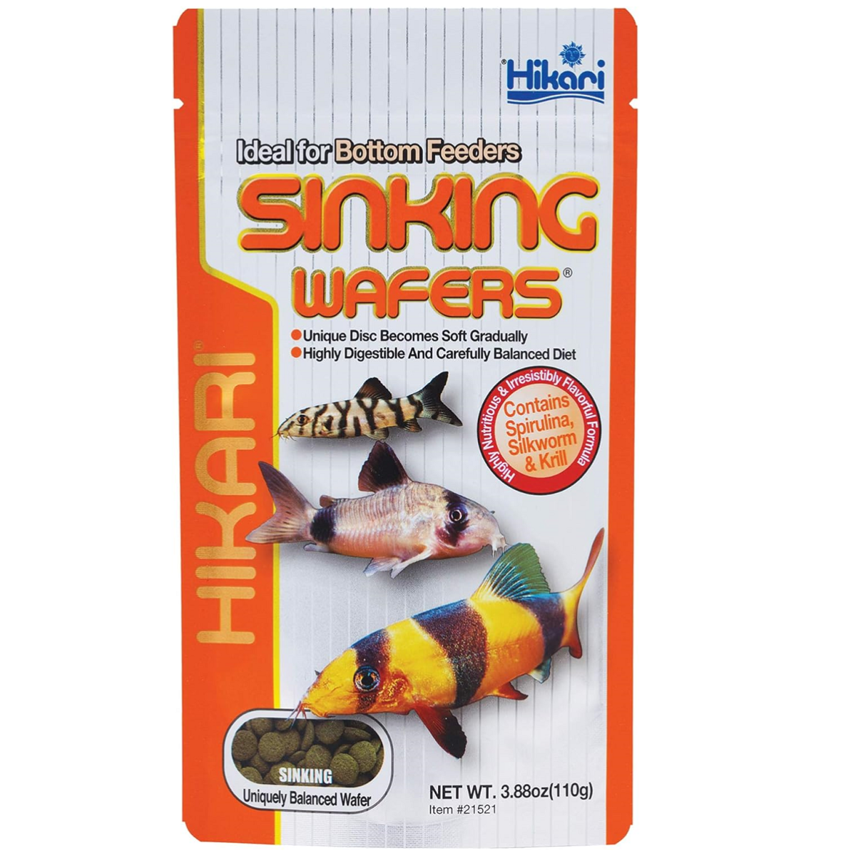 HIKARI Sinking Wafers, 110 g – Hrana Completa pentru Pesti Corydoras, Botia si Alti Pesti de Fund