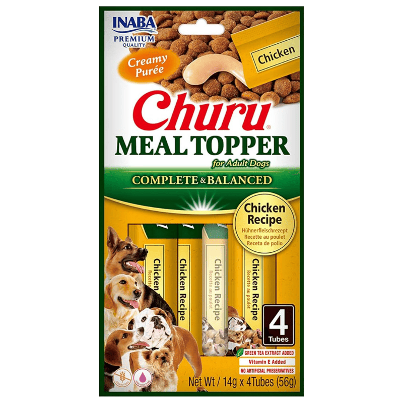 CHURU Meal Topper Chicken Recipe 4x14 g | Recompensa Cremoasa Fara Cereale pentru Caini | Reteta cu Pui