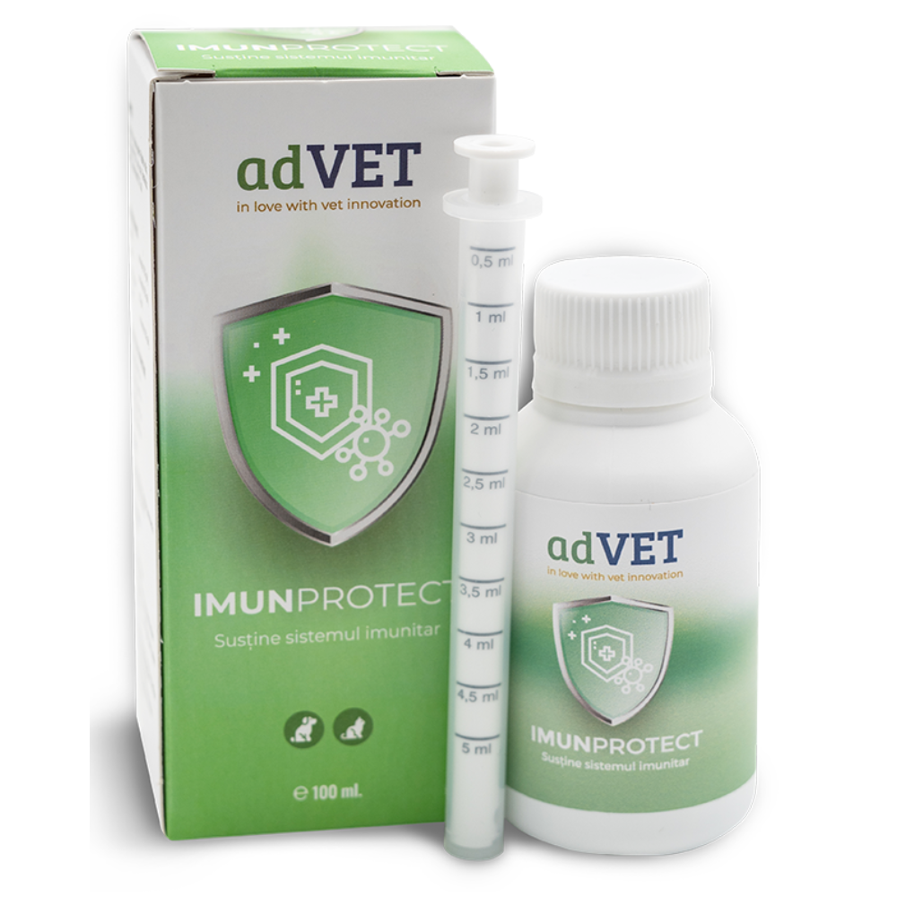 AdVET ImunProtect Solutie Orala 100 ml – Supliment pentru Cresterea si Intarirea Imunitatii la Caini si Pisici