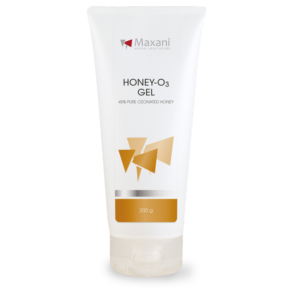 MAXANI Honey O3 Gel – Gel Dermatologic Cicatrizant  cu 45% Miere de Munte Ozonizata, Vindecarea Naturala a Ranilor la Caini si Pisici, 200 g