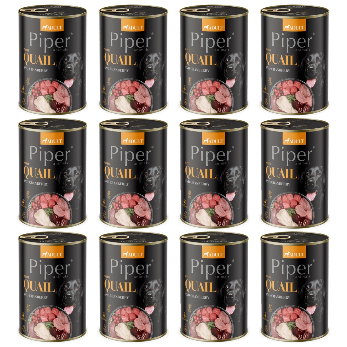 PIPER Animals, cu Prepelita si Merisoare, Set Conserve Hrana Umeda Pentru Caini, 12x400g
